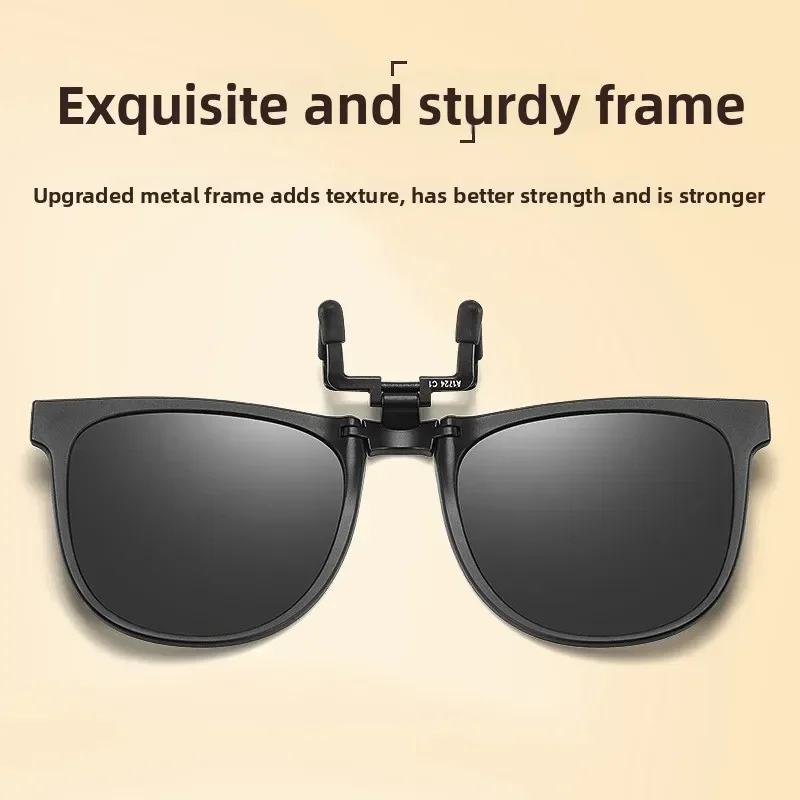 NOIRVUE Polarized Lens Clip-On Sunglasses with Box Ultra-Light Foldable Sun Shade TR-90 Flip Up Sun Glasses for Men Women