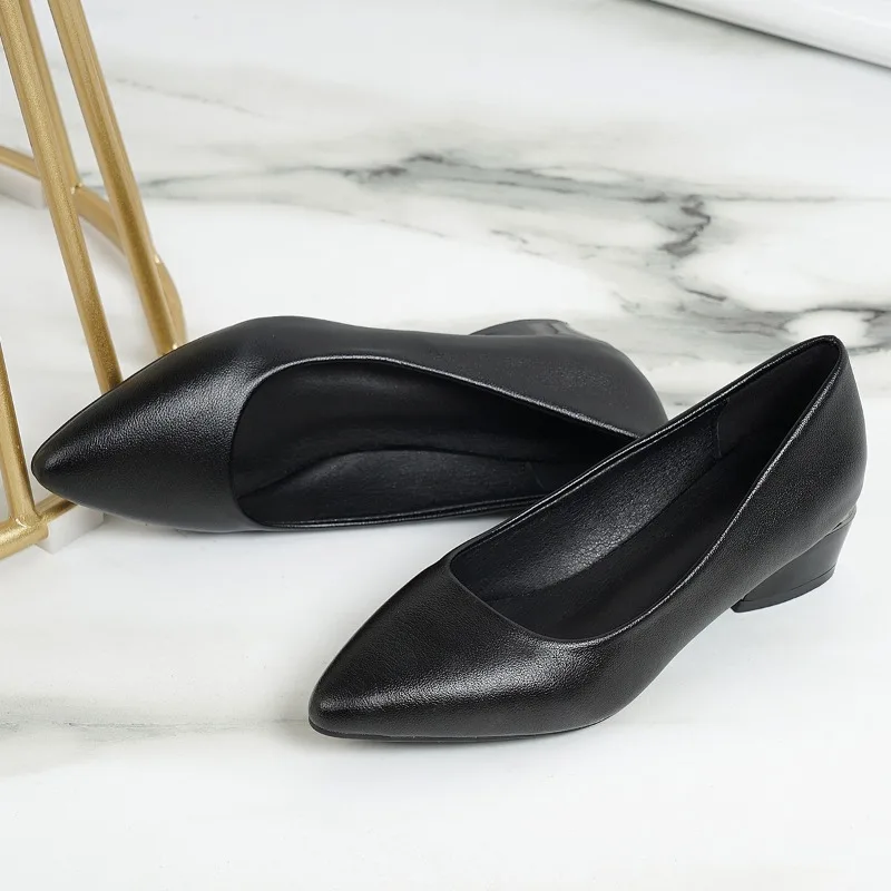 3.5cm Low Heel Ladies' Office High Heels Classic Black Wine Red Work Shoes Women Fashion Comfort Soft Soled Casual Single Shoes view 5