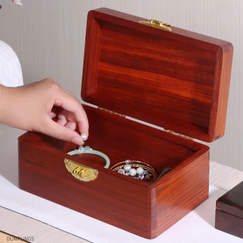 Retro Jewelry Box Solid Wood Exquisite Jewellery Boxes Wedding Jewelry Necklace Storage Case Photo Card Supplies Organizer Cases