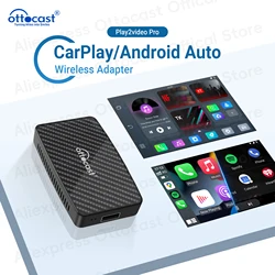 OTTOCAST Play2Video Pro Wireless CarPlay Android Auto Adapter USB TV Stick for Youtuber for NetFlix 2024 New Car Accessories