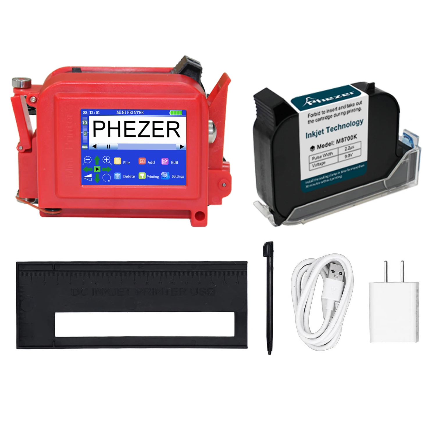 فايزر 12.7 ملم أحمر PC11plus طابعة نافثة للحبر صغيرة محمولة 28 لغة QR بار دفعة رمز التاريخ رقم الشعار شعار انتهاء الصلاحية