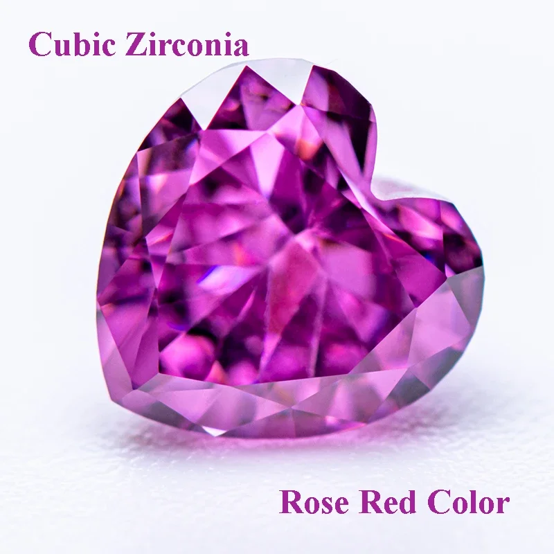 

Cubic Zirconia Crushed Ice Cut Rose Red Color Heart Shape Charms Beads for Diy Jewelry Making Earrings Materials No Certificate