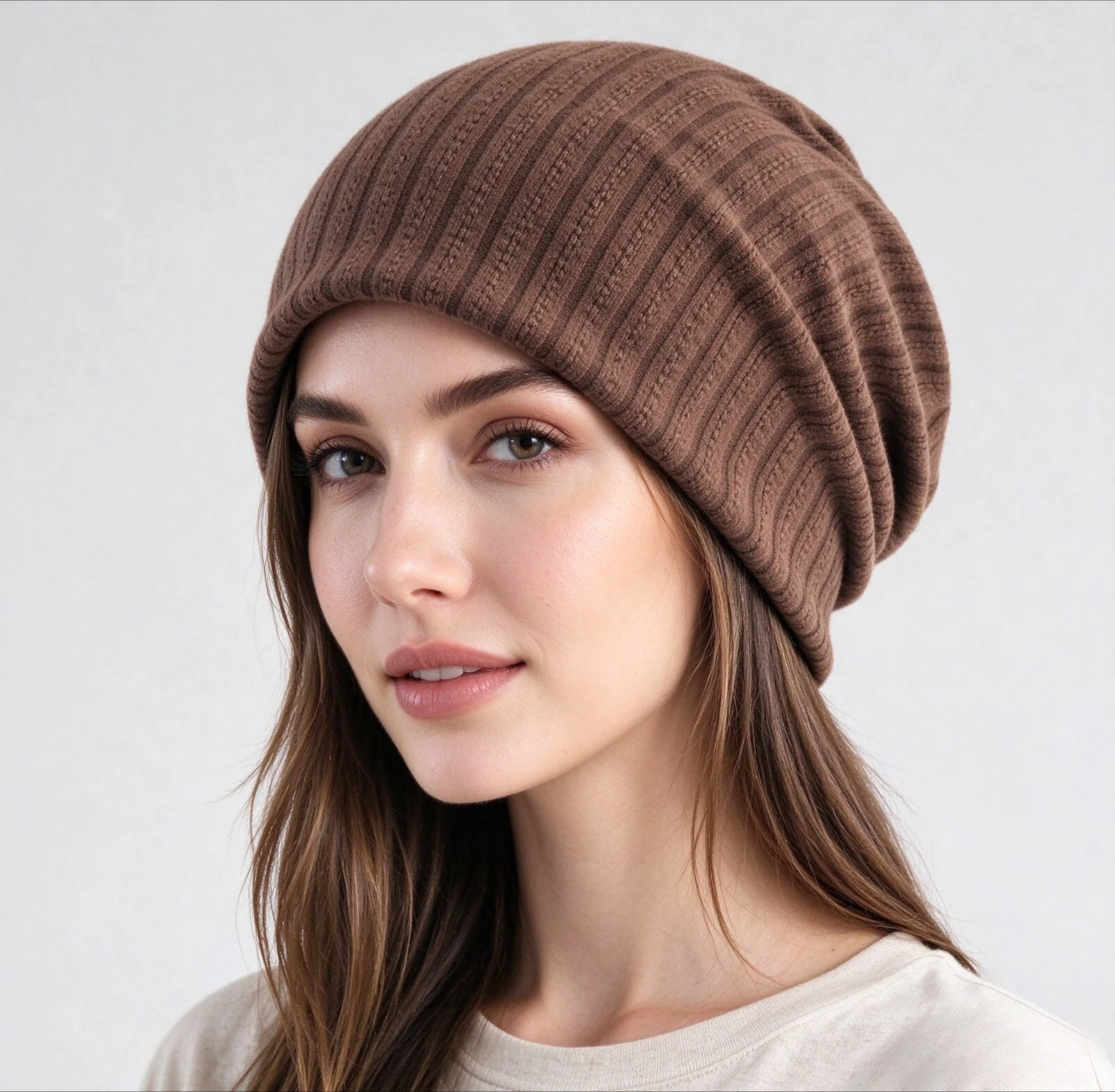 Solid Color Vertical Stripe Slouchy Beanie men Soft Skin-friendly Warm Maternity Sleep Cap Loose Fit Versatile Head Wrap Women