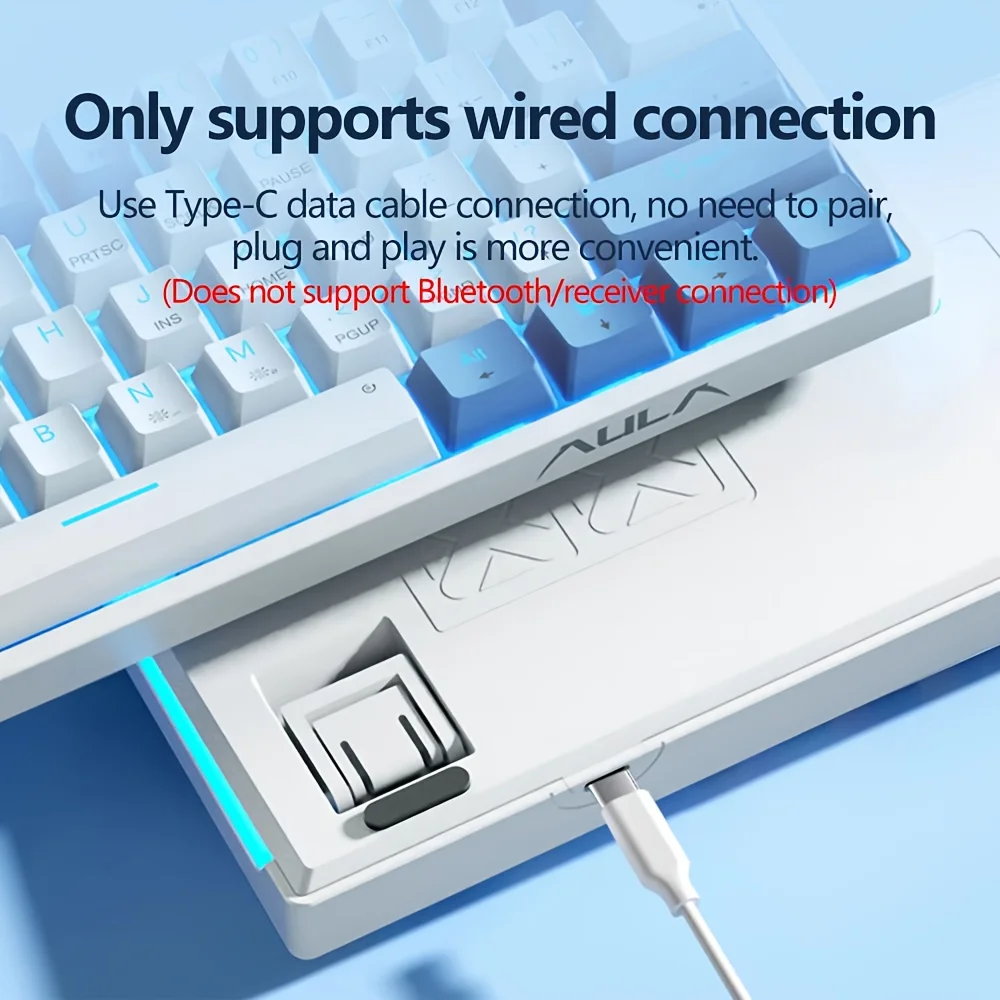 AULA F3361 Teclado mecánico con cable tecla completa Anti fantasma intercambio en caliente RGB e-sports Mini teclado para juegos 61 teclas accesorios de juego