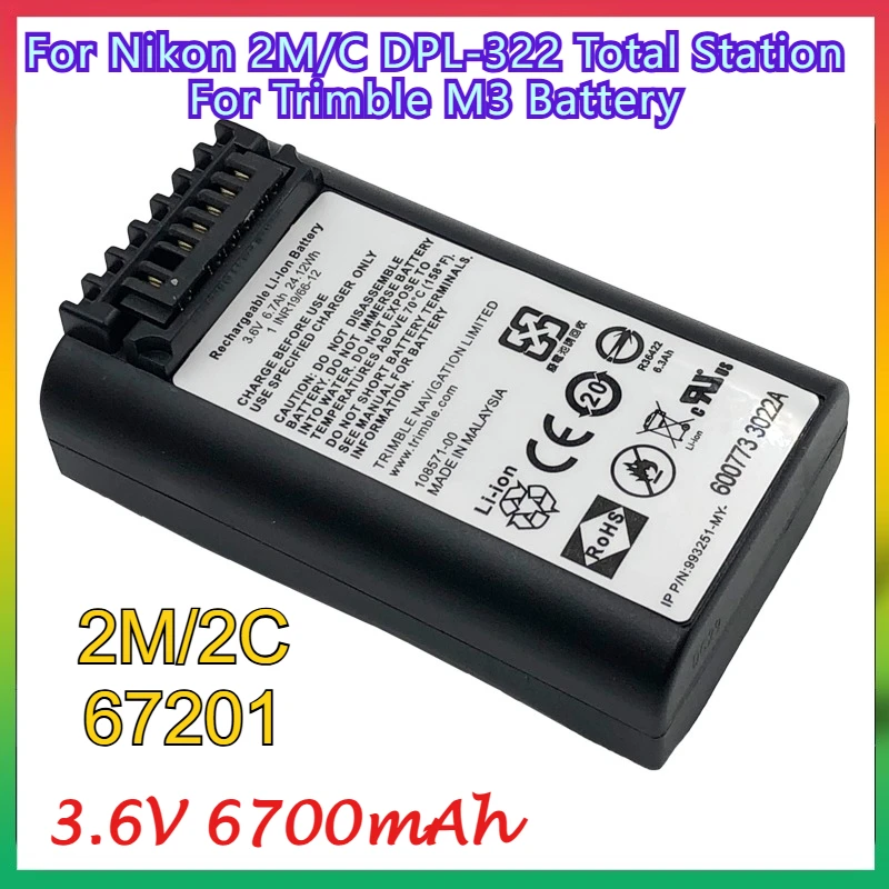 

3.6V 6700mAh 2M/2C 67201 Li-ion Battery for Nikon 2M/C DPL-322 Total Station for Trimble M3 Battery for Trimble Total Stations