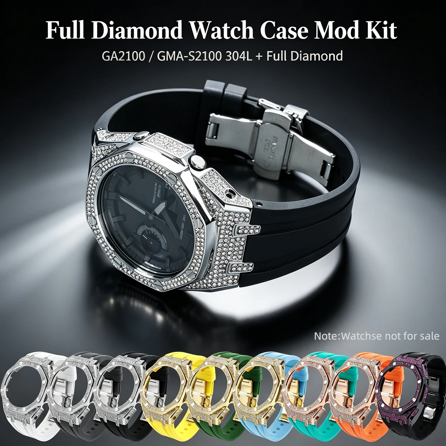 Металлический корпус Diamond Starry с резиновым ремешком, аксессуары для модификации Casio Farm Oak GA2100 GMA-S2100 GA-B2100, комплект для замены для мужчин и женщин
