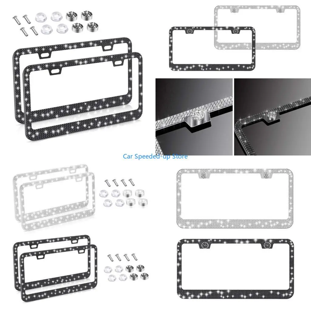 

X5XF Blingbling License Plate Frame for Your Car Crystal Tag Frames for Women Girls