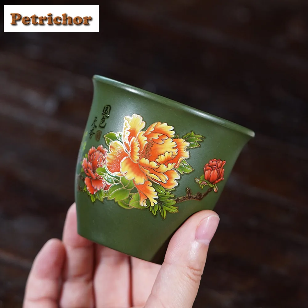 200 مللي ييشينغ الأرجواني الطين الفاوانيا فنجان الشاي اليدوية وعاء الشاي كوب للشاي الشاي تذوق رائحة كوب تشازان ماستر أكواب طقم شاي صيني