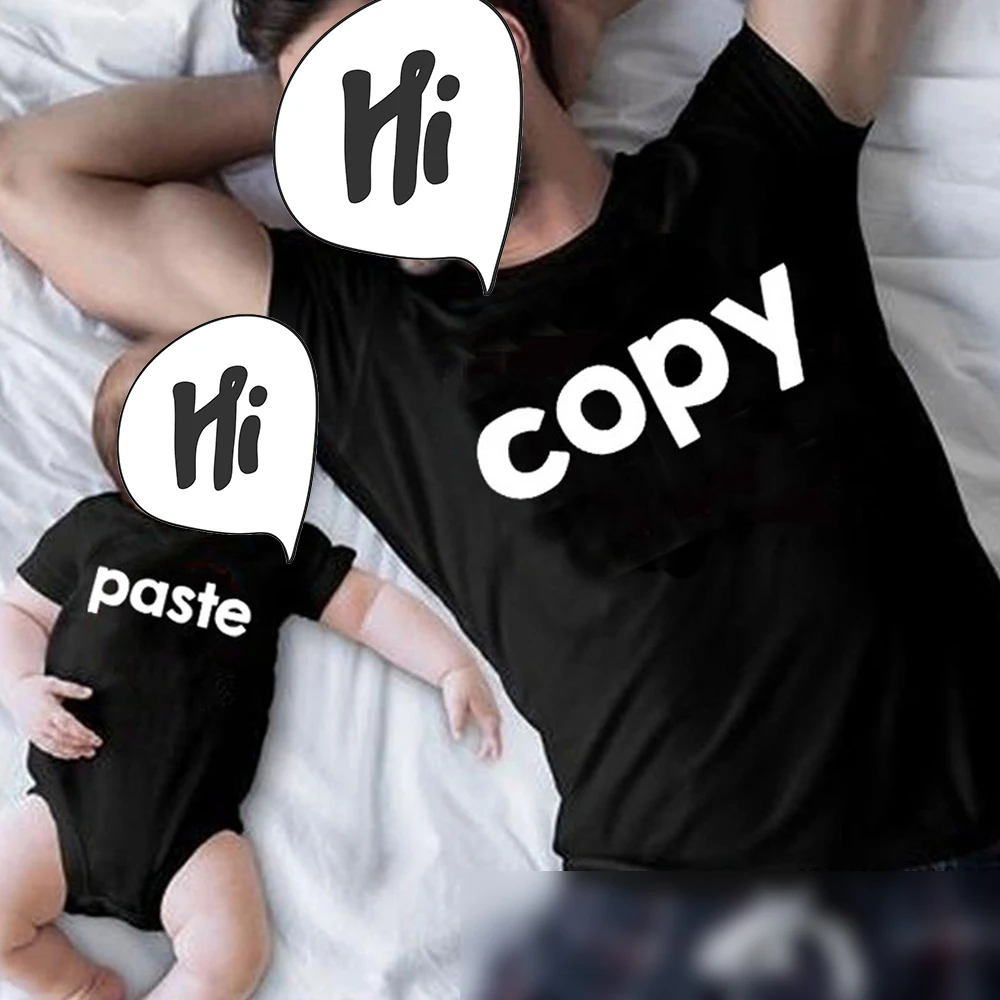 

Funny Ctrl C Ctrl V Print Family Matching Outfit Dad Mom Kid T-Shirt Baby Bodysuit Cotton Summer Copy Paste Family Match Clothes