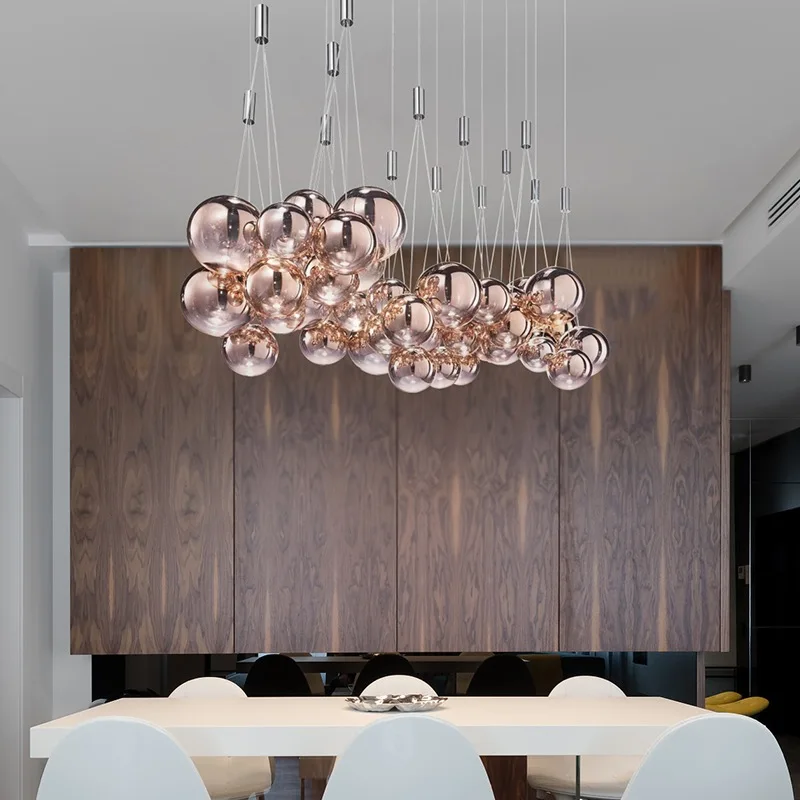 Modern LED Rose Gold Bedroom Ceiling Chandelier Indoor Lighting, Living Room Glass Ball Luster Chandelier Free Shipping