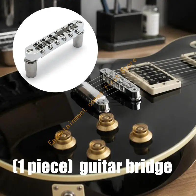 Replacement Electric Guitar Bridge with Two Mounting Posts, Silver Metal Bridge Assembly for Repair, Maintenance, and Part 55KD