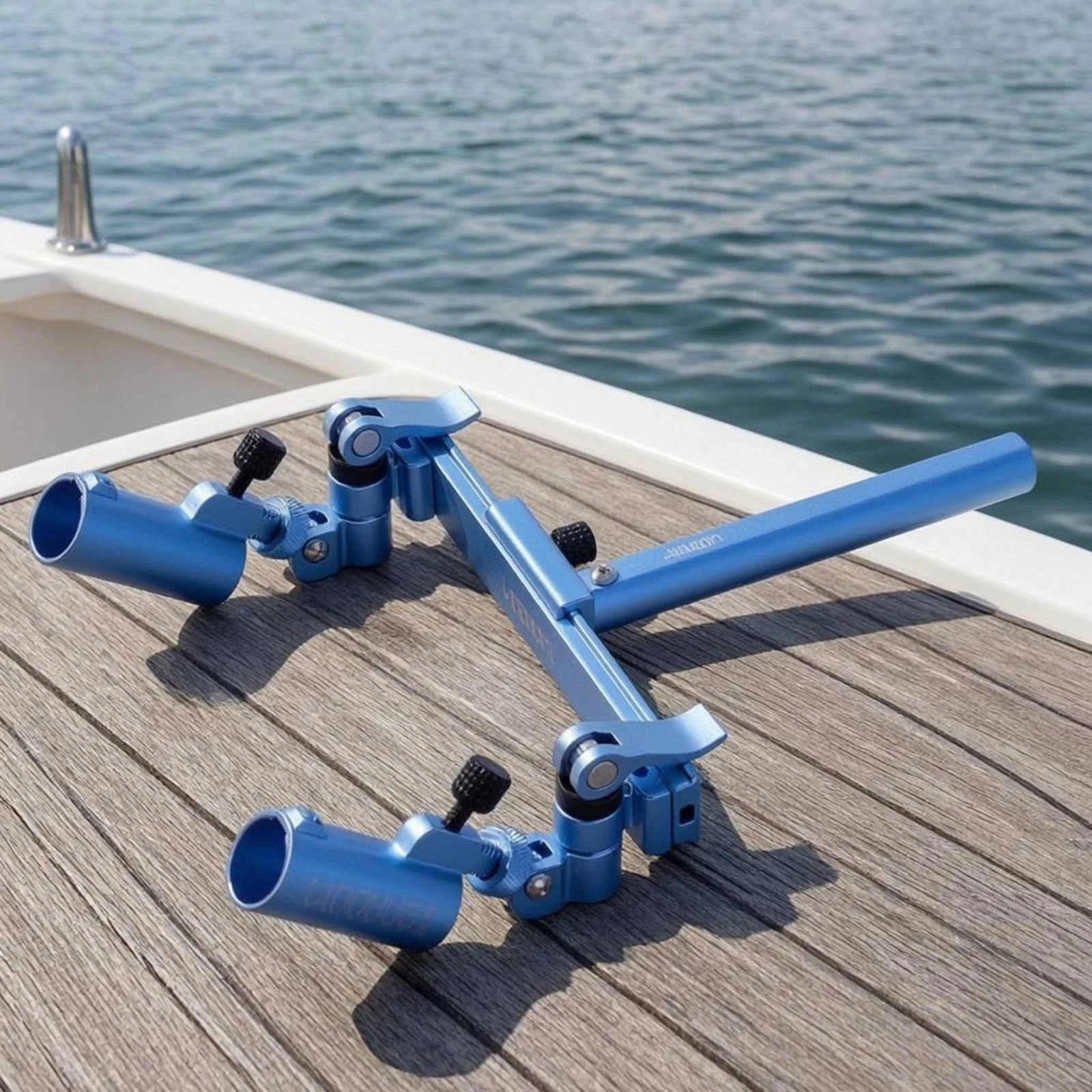 

Double Rod Holder Rust-Resistant Adjustable Fishing Rod Holder Double Fishing Pole Mount Anti-Slip 360° Rotation