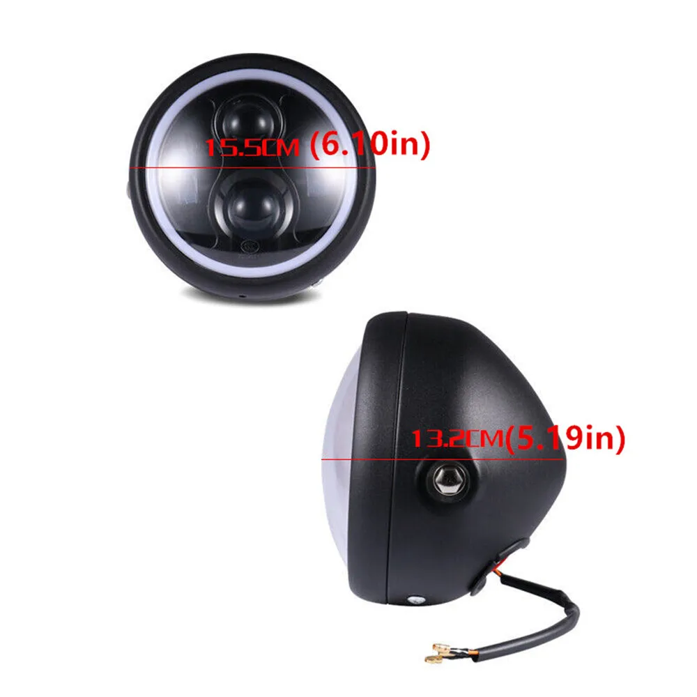 Universal 6 Inch LED Motorcycle Headlight Projector Halo Ring High Low Beam Motorbike DRL Headlamp For Honda Suzuki Kawasaki