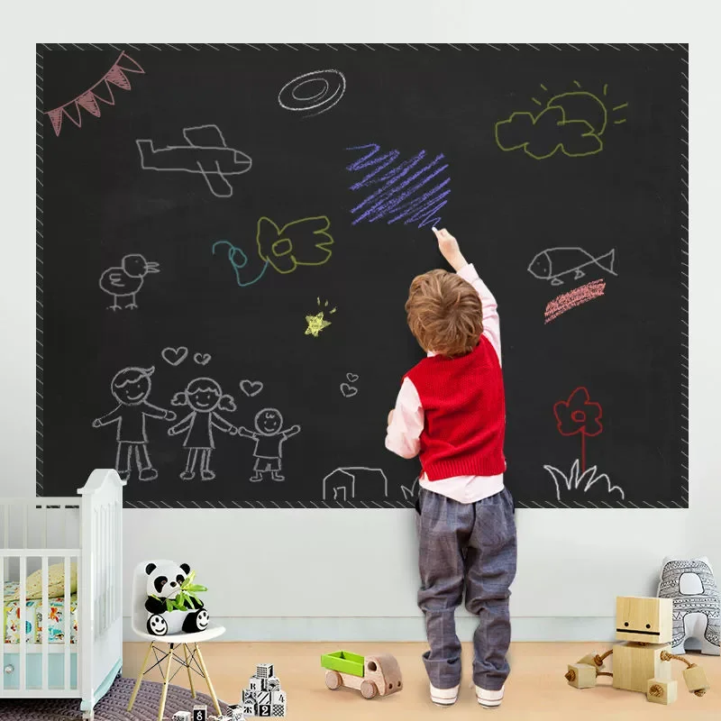 Pegatina de Pizarra de Adsorción Estática, Sin Pegamento, Sin Residuos, Pegatina de Pared, Decoración de Fondo para Pintar y Hacer Grafitis para Niños