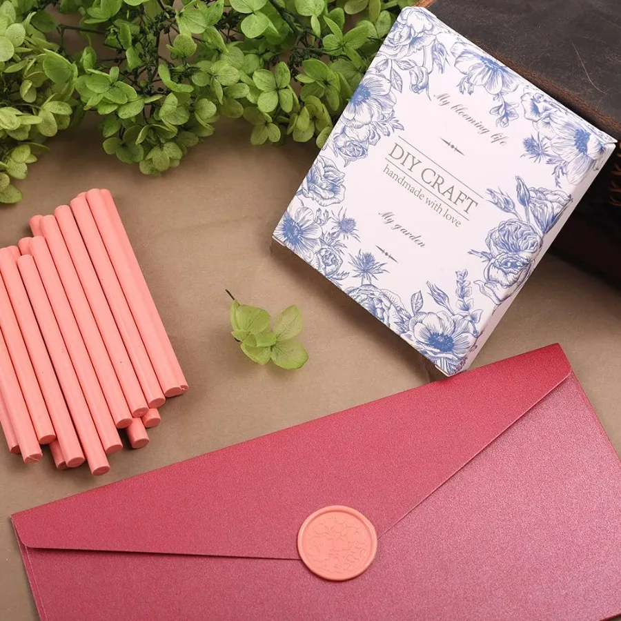 フラミンゴピンクのシーリングワックススティック26本入り グルーガン用シーリングワックススティック シーリングワックススタンプ 結婚式招待状 手紙 封筒 カード クリスマス用