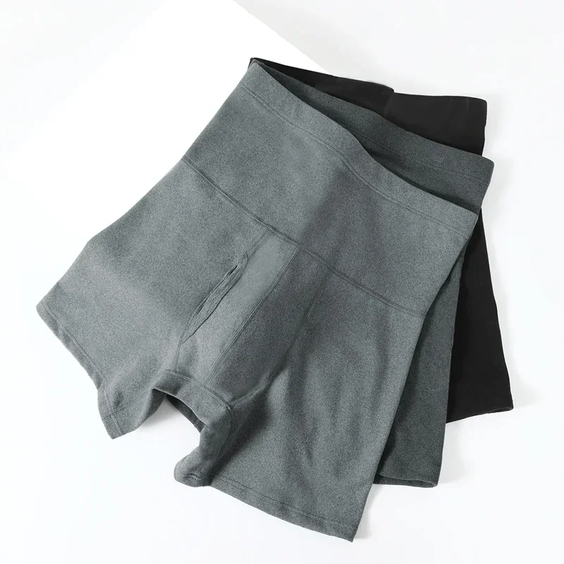 2pcs Men's high-waisted and belly-tightening underpants, in plus sizes, anti-chafing for thighs, protecting the waist, warm