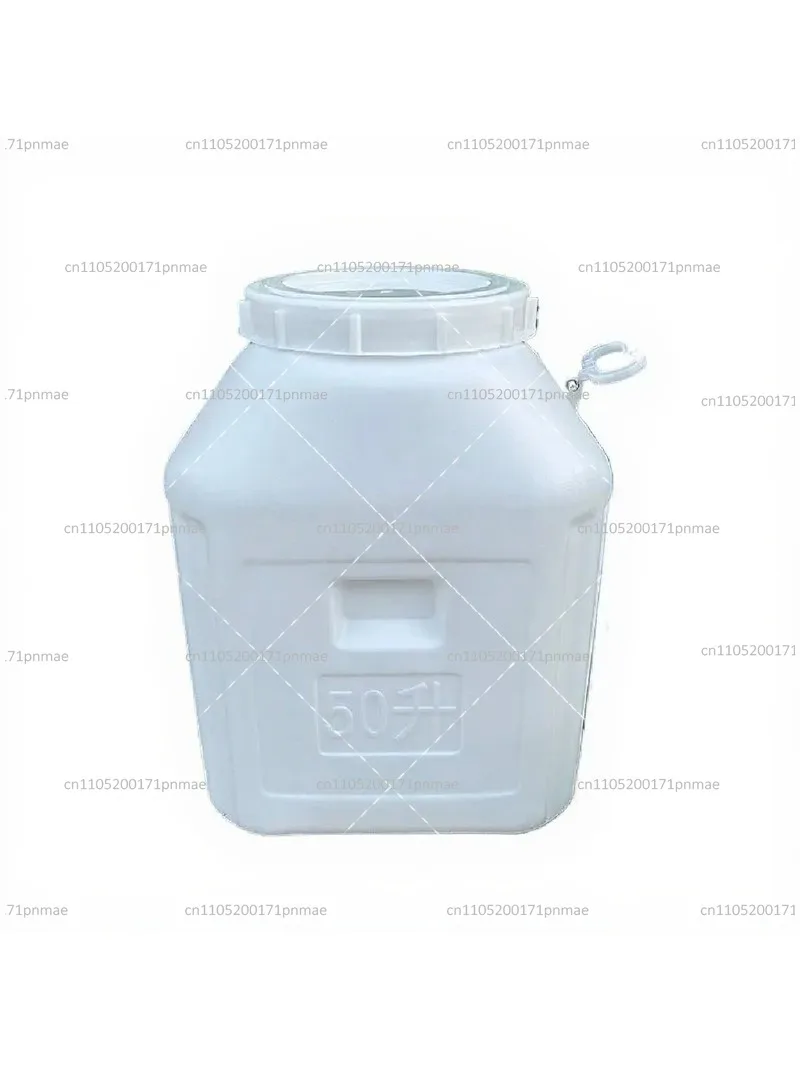Plastic Square 50L Large Storage Bucket with Lid, Food Grade Household Container, Vertical Honey Bucket for Kitchen Organization