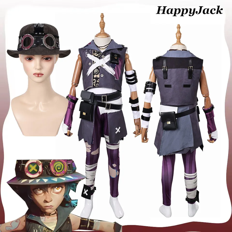 

Arcane Isha Cosplay Costume Graffiti Hat Kids Children Fantasia 2024 Game LoL TV 2 Roleplay Vest Pants Cap Outfits Halloween