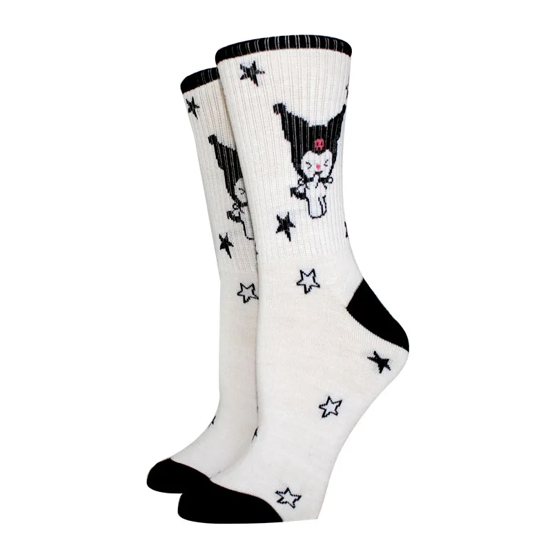 6 أزواج جديد الكرتون النساء الجوارب عادية kawaii الأوسط جوارب أنبوبية spuer لطيف جوارب بناتي جوارب بيضاء وسوداء أنيمي الجوارب حجم 35-40 #2