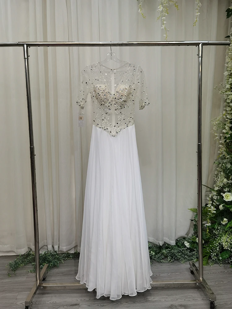 

Luxury Prom Dress Sexy V Neck Hollow Design Evening Dress On Clearance FF1