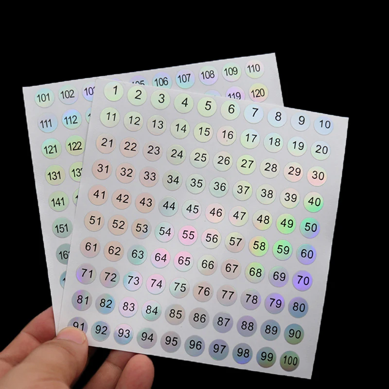 방수 디지털 라벨 자체 접착 번호 스티커, 네일 광택제 식기 스크랩북 DIY 공예 디지털 라벨 스티커, 1-1000