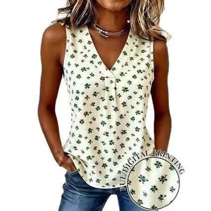Women's Summer Tank Top with Y-Back, Fitted Waist, 3D Pattern, Detachable Strap & Regular Length – Neutral Style Women Clothing
