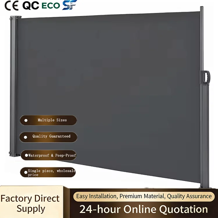 Waterproof Manual Folding Arm Retractable Balcony Screen Privacy Awning Polyester Sail Steel Modern Design French Window Outdoor