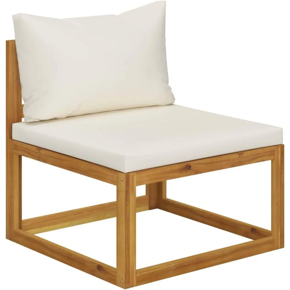 

Outdoor Solid Acacia Wood Sectional Corner Sofa with Cream White Cushions, Customizable Configurations, Weather-Resistant