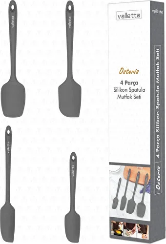 

Osteris Heat Resistant Fireproof Non-stick Silicone Spatula Set 4 Pieces Grey