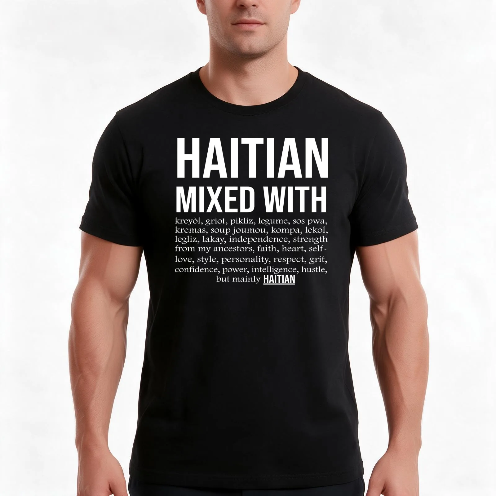 Haitian Mixed With Gift T-Shirt Summer Casual Cotton Tee Oversized Streetwear Tops Vintage Graphic Print Unisex Men Women
