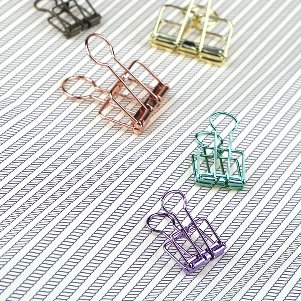20 Pieces Metal Paper Clip Hallow Electroplated Anti-rust Solid Color School Office File Examination Papers Clips
