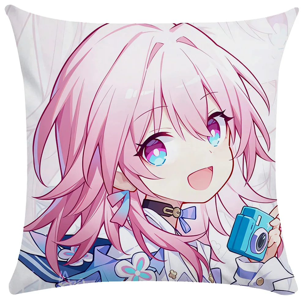 Game Honkai Star Rail March 7th BaiLu Anime Character Pillowcase Cosplay 3D Peachskin Plush Accessories Halloween Gifts For Kids