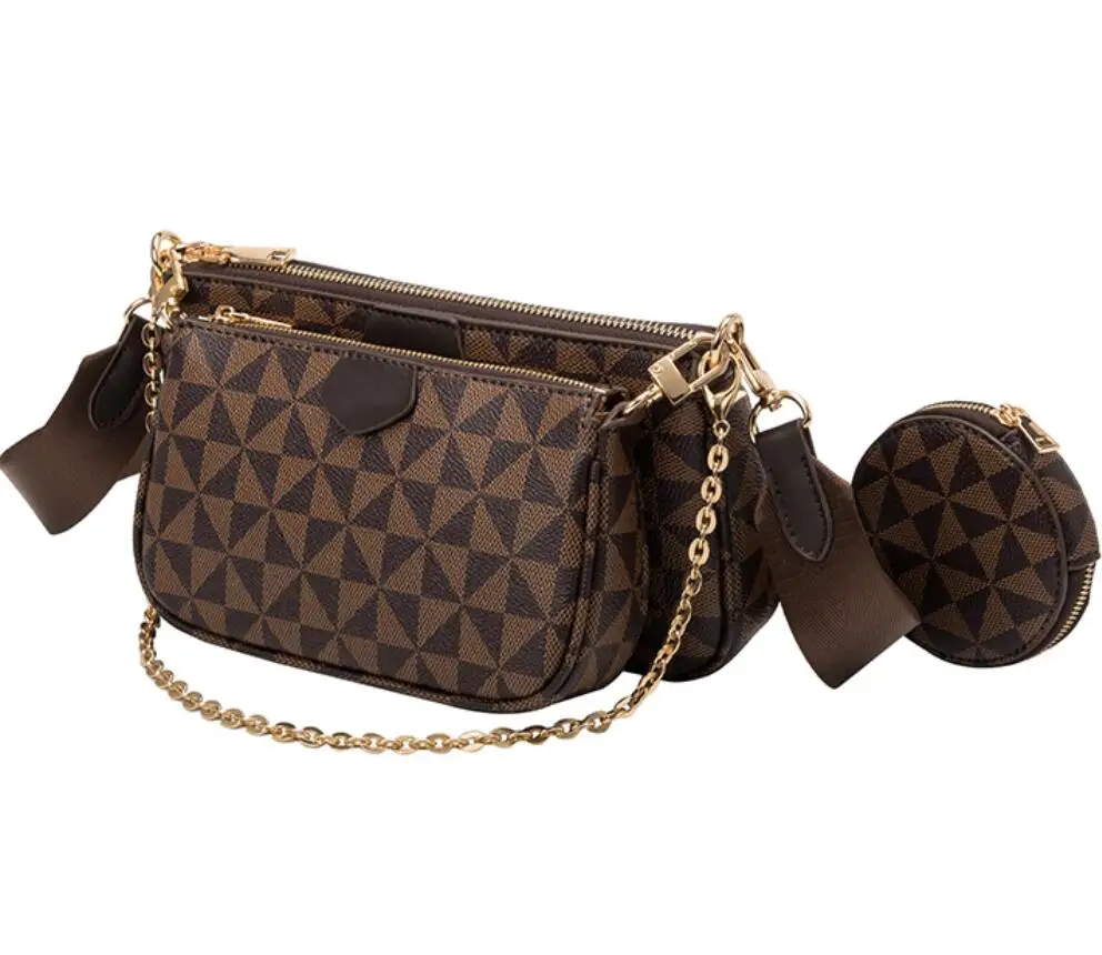 Brand Designer Women Crossbody Handbag Leather Tote Fahsion New 3-IN-1 Messenger Bag Handbag Clutch Zipper Chains Shoulder Bag