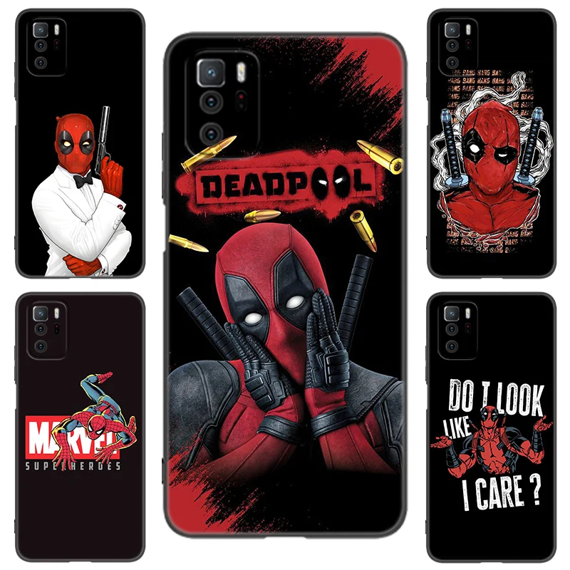 Marvel Deadpool Black Silicone Phone Case For Xiaomi Redmi Note 10 11 11S 12 12R 13 13R Pro 12S 4G 11T 5G Plus 10S