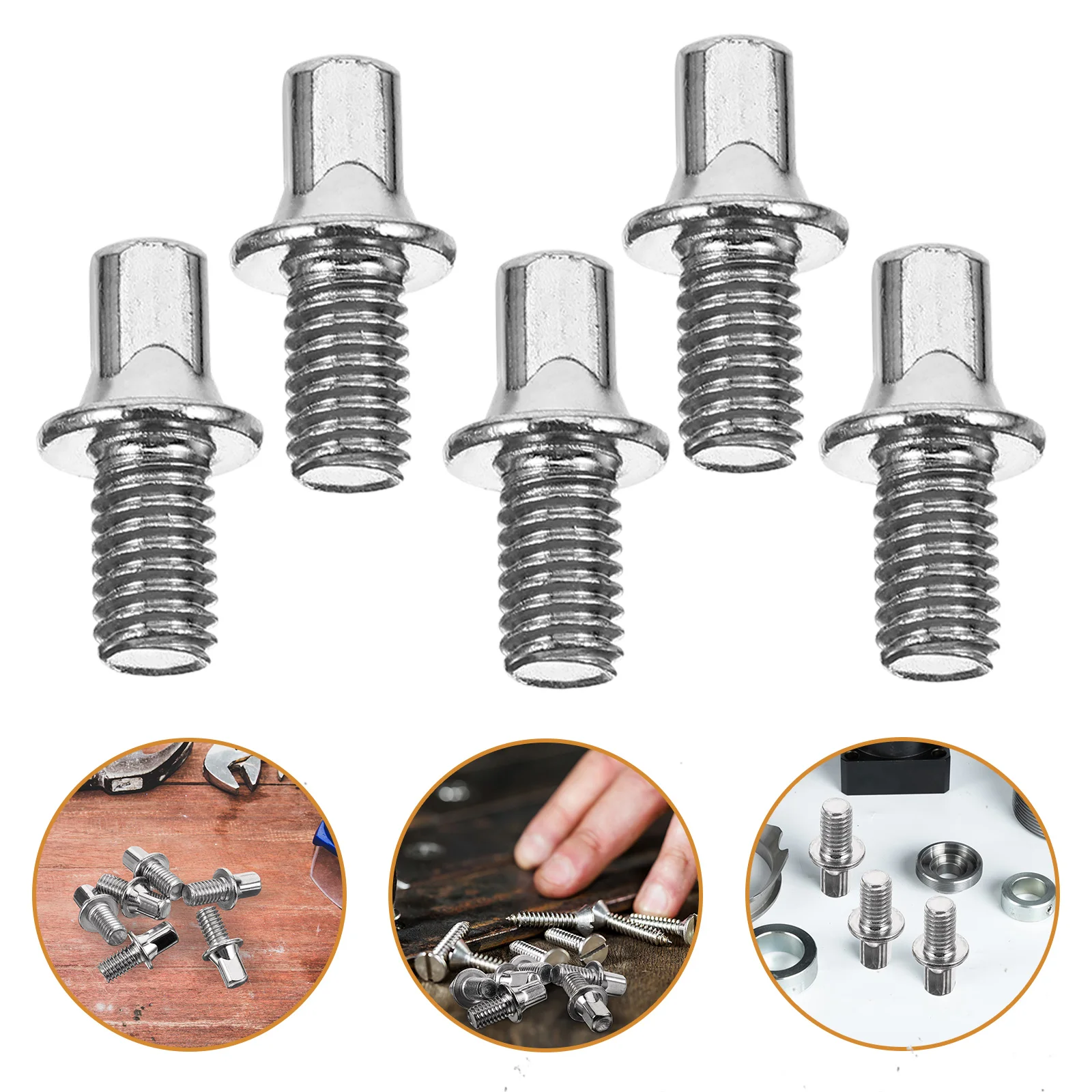 

5 Pcs Pedal Screw Fixing Instrument Drum Kit Portable Zinc Alloy Part Replacement