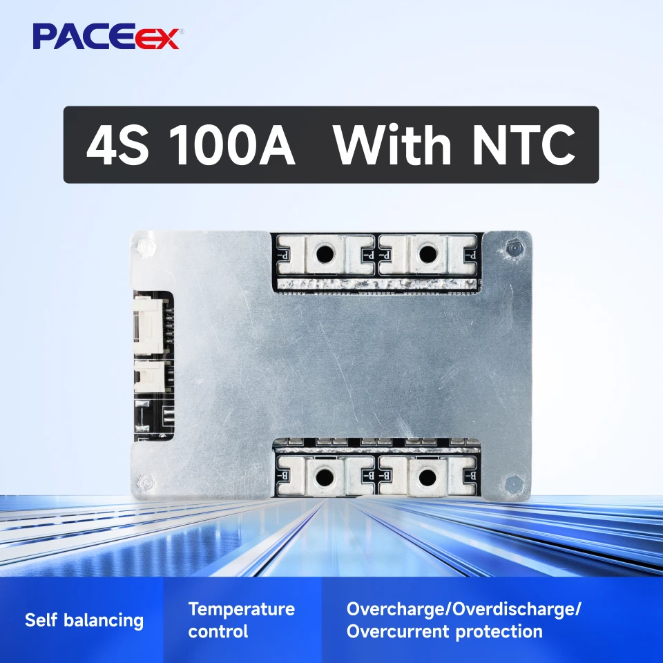 

PACEex Hardware BMS NTC Lifepo4 Battery 4S 12V 100A Lifepo4 BMS For Energy Storage Electric Vehicle Scooter Bike Golf Car RGV