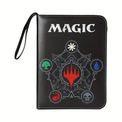 Album na karty kolekcjonerskie z 4 kieszeniami, segregator, ochraniacz na karty Magic, TCG - album na karty MTG z 3-ringowym systemem i zamkiem błyskawicznym