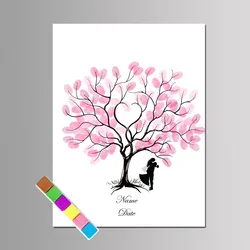 1PC Multi Size DIY Heart Wood Fingerprint Wedding Tree Guest Signature Book Anniversary Personalized Canvas Painting Party Gift