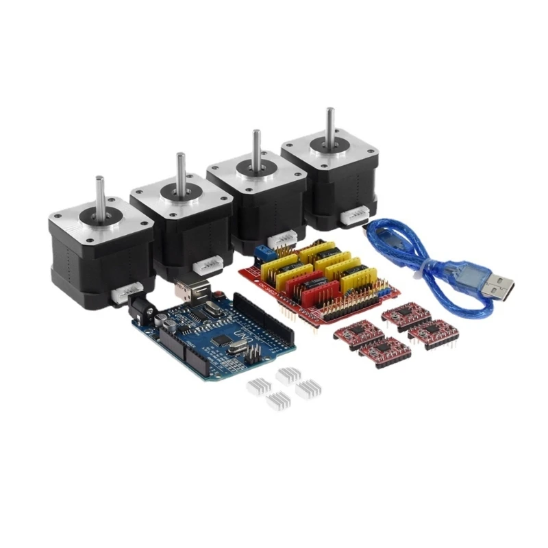 4-Lead Nema17 Stepper Motor 17HS4401S + CNC-Shield Engraving Machine+4pcs A4988 Driver Expansion Board 3D Printer