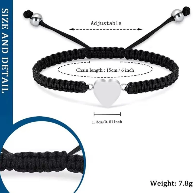 رماد القلب معصمه ميموريال جثث مجوهرات مربع غير رسمي ارتداء الصناديق حرق جثث جرة المجوهر #3