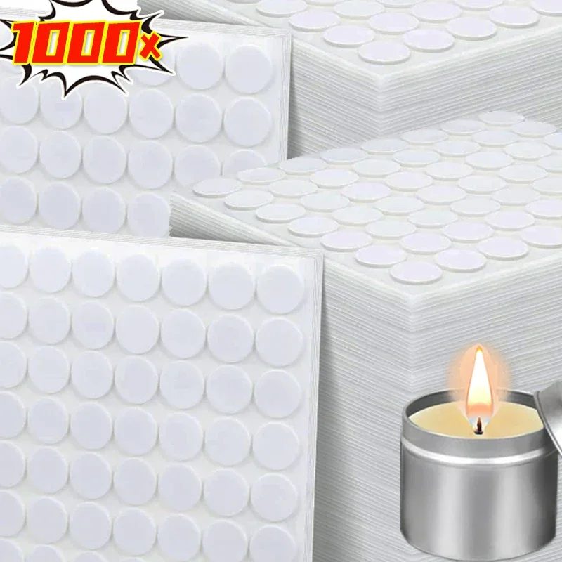 100/1000PCS Candle Wick Stickers Wax Fixed Base Holder Heat Resistance Double-sided Stickers for Gypsum Candle Making Supplies