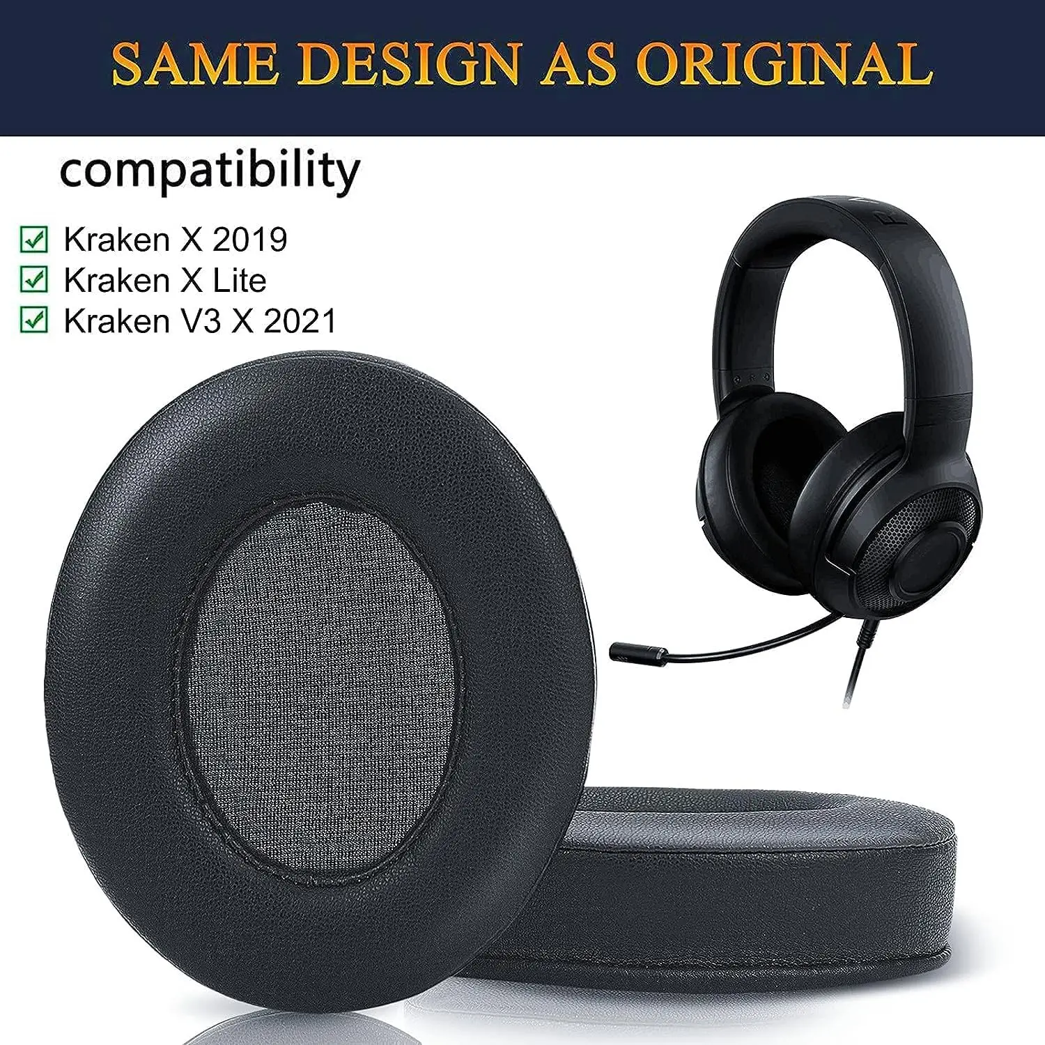 Ear Pads Cushions Replacement, Earpads for Razer Kraken X 2019, Kraken X Lite Headset, Noise Isolation Memory Foam, Softer Prote