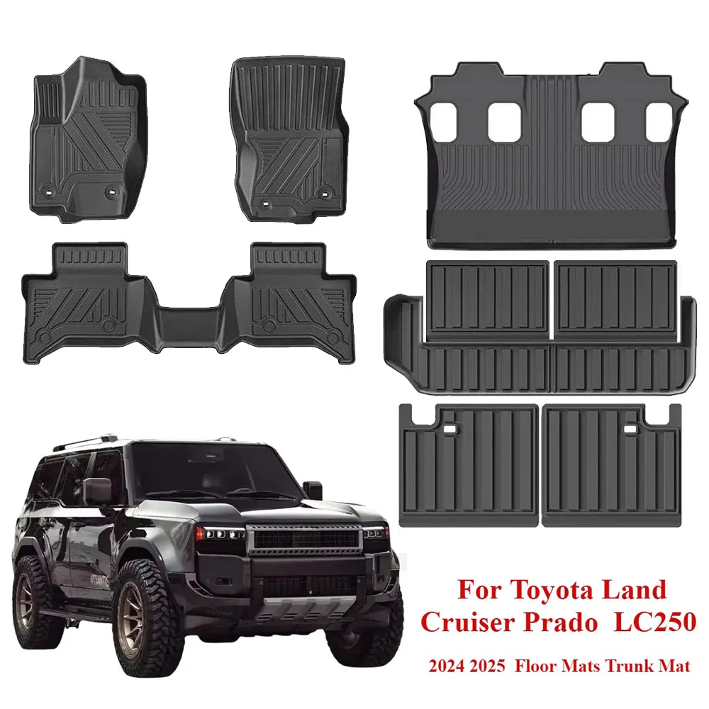 Floor Mats Waterproof Anti-Slip For Toyota Land Cruiser Prado 250 J250 LC250 All Weather Front Rear Cargo Liner Mat 2024 2025