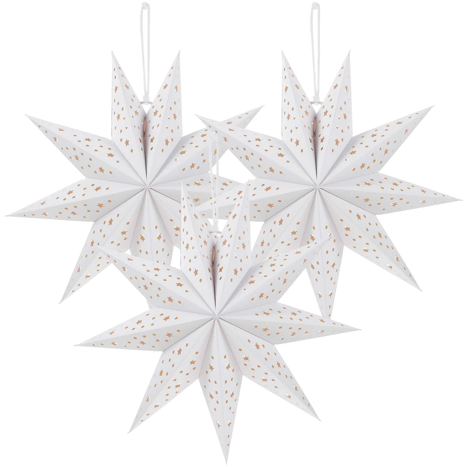 

3Pcs Paper Star Lamp Shade Christmas Hanging Lantern Covers Decorative Lamp Shade Accessory for Home Outdoor Party