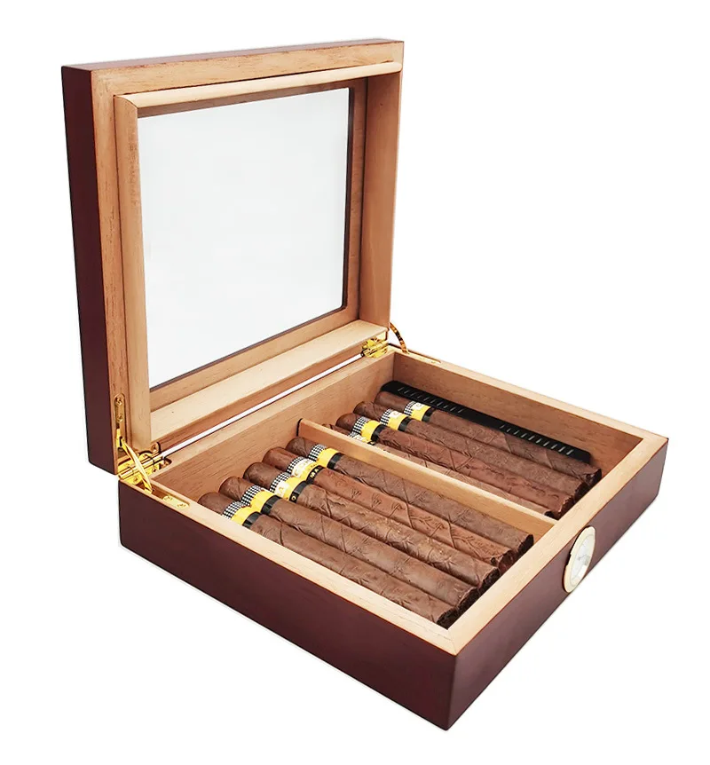 Manufacturers wholesale cigar box cedar wood humidor box large capacity hygrometer home office cigar box storage