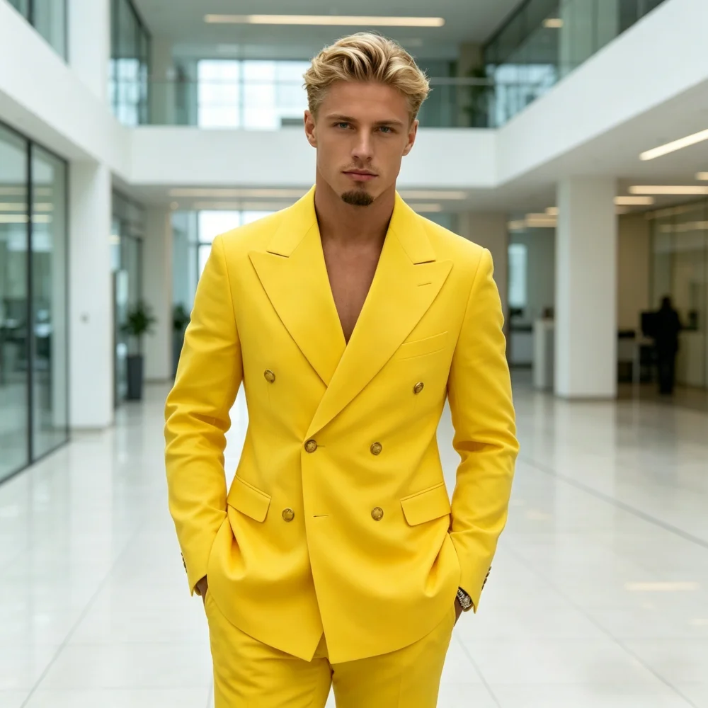 

Men's 2-Piece Marfim Smoking Suit Wedding Tuxedo Double Breasted Best Man Formal Dance Wedding Ensemble