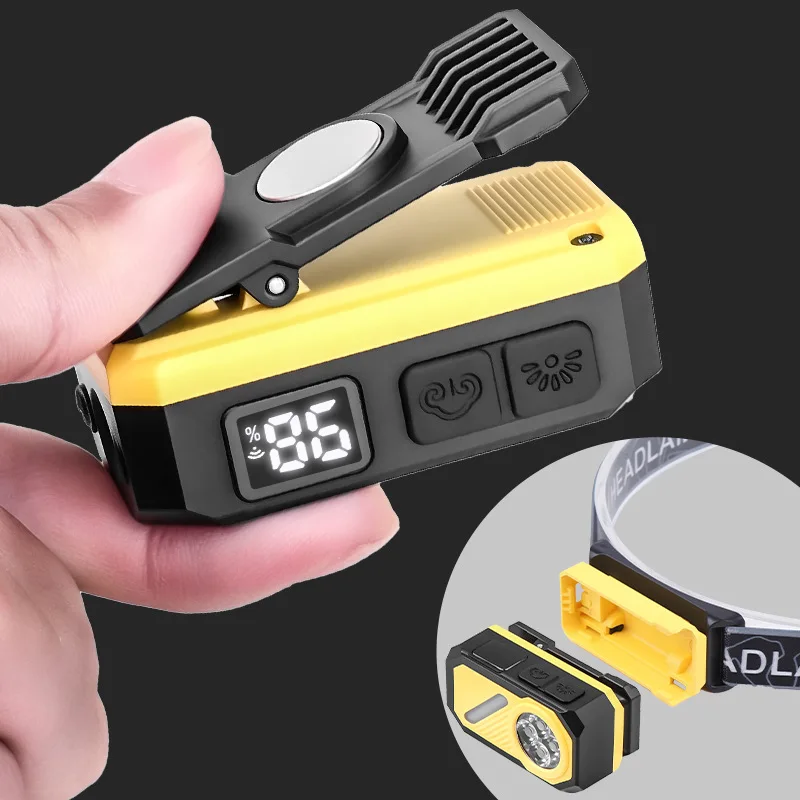 Multi-Spectrum LED Flashlight - Portable with Built-in Battery, Yellow/Purple Light Magnet for Inspection, Safety & Camping Use