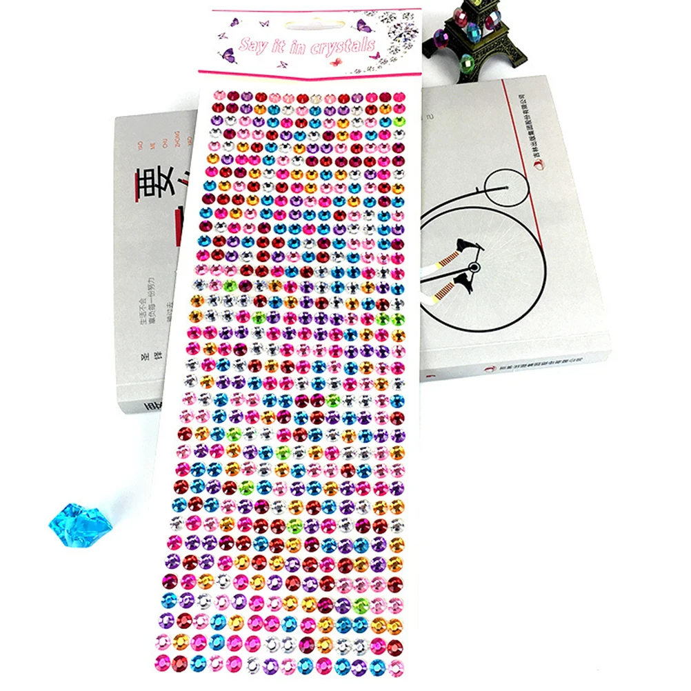 

6 Sheets Car Stickers Hand Account Nail Gems Face Jewels Acrylic Scrapbook Stickers Multi Function Decorative Adhesive