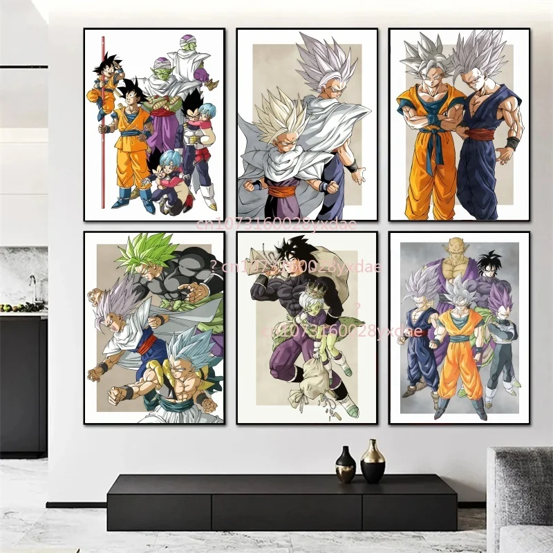 Pintura en lienzo de dibujos animados japoneses, póster de Dragon Ball Z Goku, imágenes murales, arte de pared, decoración del hogar para sala de estar, regalos
