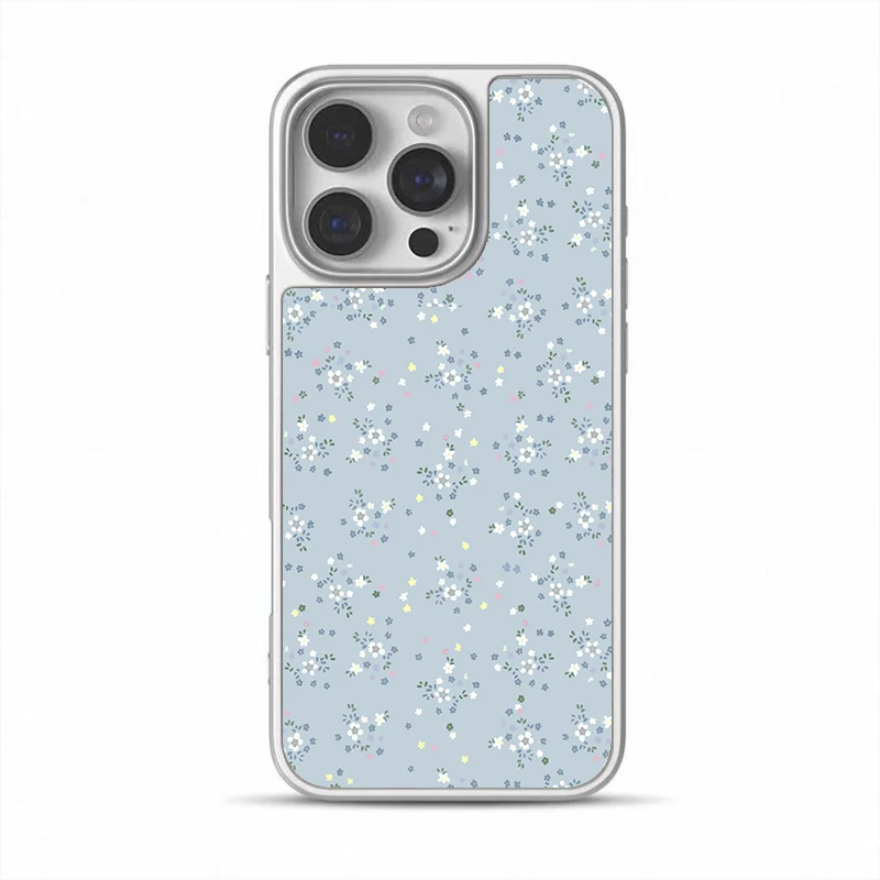 

INS Delicate blue floral Phone Case for iPhone 17 16e 16 15 14 13 12 11 Air Pro Max X XR XSMAX 8 7 Plus Luxury Clear Soft Cover